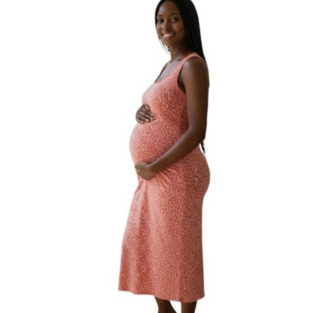 INGRID & ISABEL MATERNITY PEACH/ORANGE & WHITE DRESS SZ.M EUC.